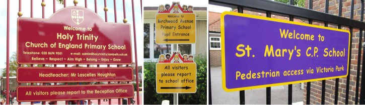 railings mounted school signage